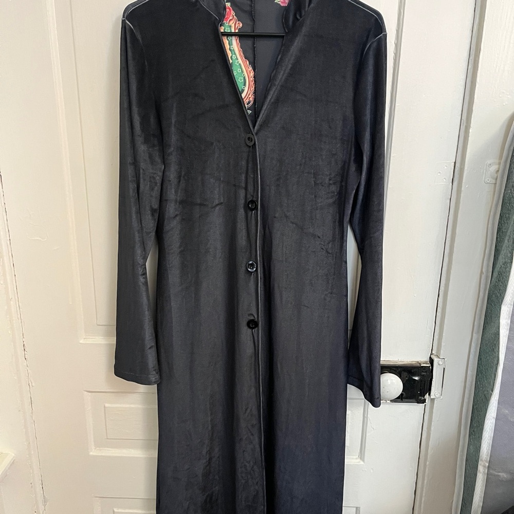 Elegant Dark Blue Women's Duster Jacket